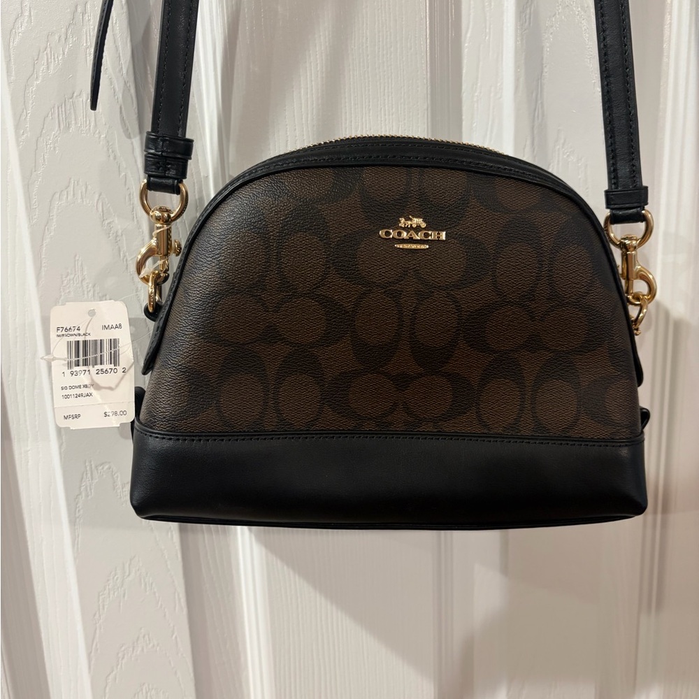 NWT Coach Black and Brown Crossbody Bag